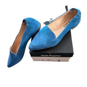 Hush Puppies Women's Hazel Pointe Flat Deep Sky Blue Suede Sz 11 Wide